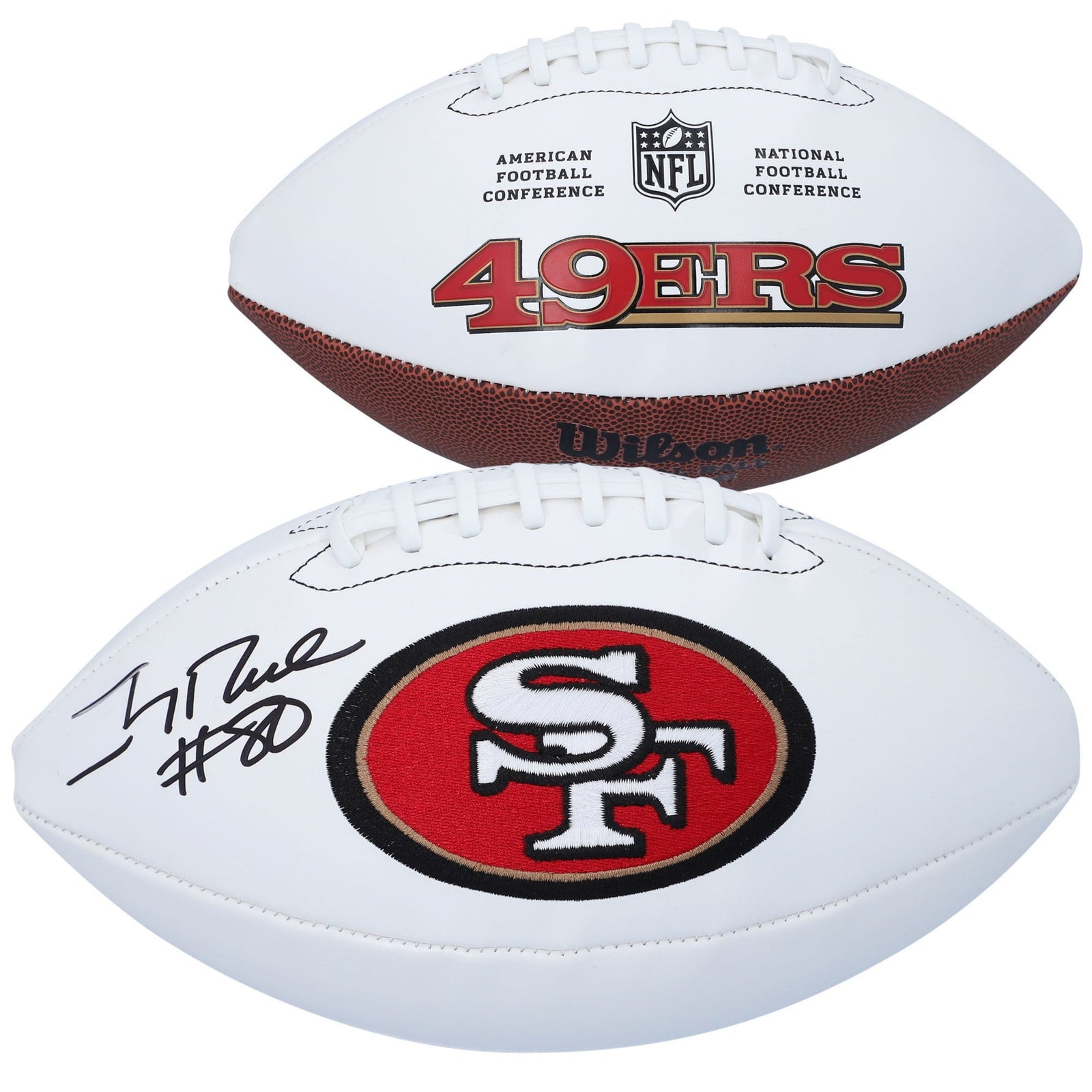Jerry Rice San Francisco 49ers Fanatics Authentic Autographed Wilson White Panel Football - The Ballers Bank