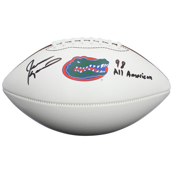 Jevon Kearse Florida Gators Autographed Fanatics Authentic Nike White Panel Football with "98 All American" Inscription - The Ballers Bank