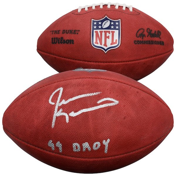 Jevon Kearse Tennessee Titans Autographed Fanatics Authentic Wilson Duke Full Color Football with "99 DROY" Inscription - The Ballers Bank