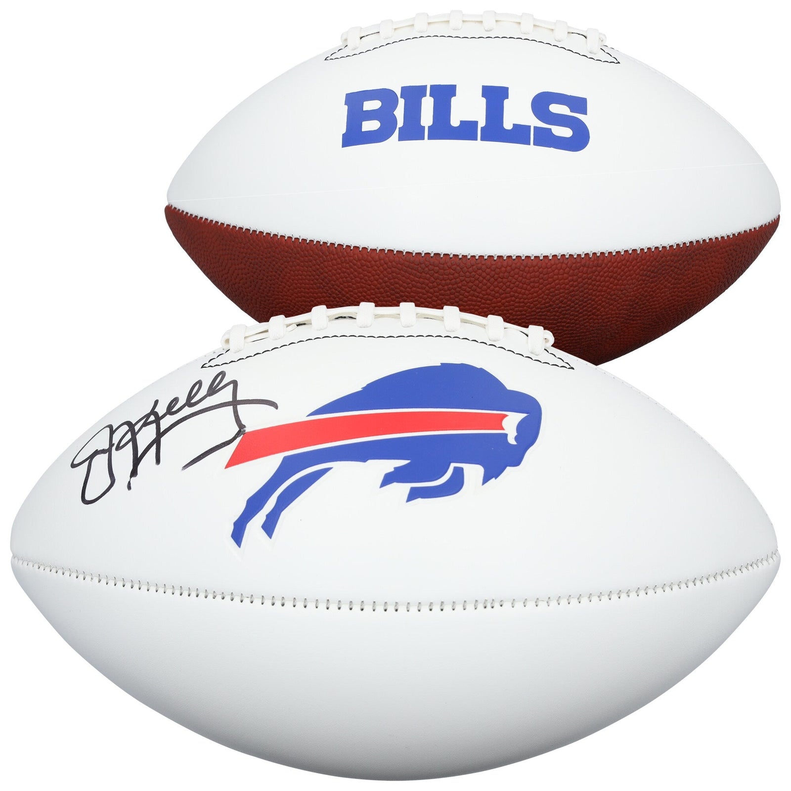 Jim Kelly Buffalo Bills Autographed Fanatics Authentic Franklin White Panel Football - The Ballers Bank