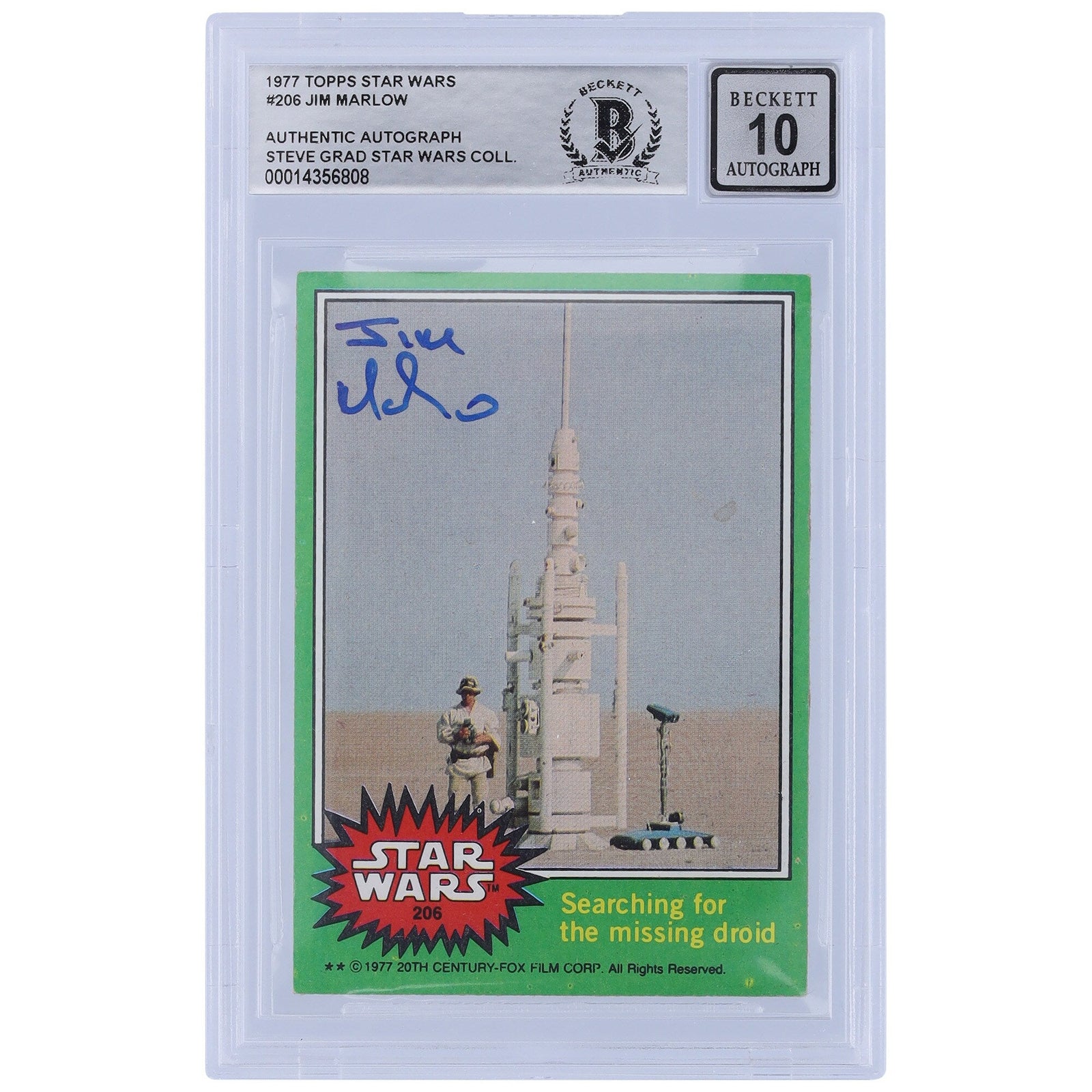 Jim Marlow Autographed 1977 Topps Star Wars Series 1 206 BGS Authenticated 10 Card - The Ballers Bank