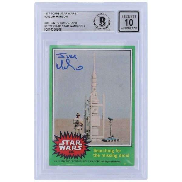 Jim Marlow Autographed 1977 Topps Star Wars Series 1 206 BGS Authenticated 10 Card - The Ballers Bank