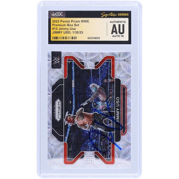 Jimmy Uso WWE Autographed 2022 Panini Prizm Premium Box Set 15 /199 CGC Authenticated Auto 10 Card - The Ballers Bank