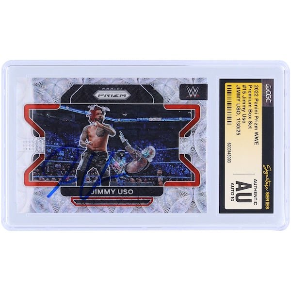 Jimmy Uso WWE Autographed 2022 Panini Prizm Premium Box Set 15 /199 CGC Authenticated Auto 10 Card - The Ballers Bank
