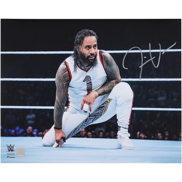 Jimmy Uso WWE Autographed Fanatics Authentic 16" x 20" In - Ring Kneeling Photograph - The Ballers Bank