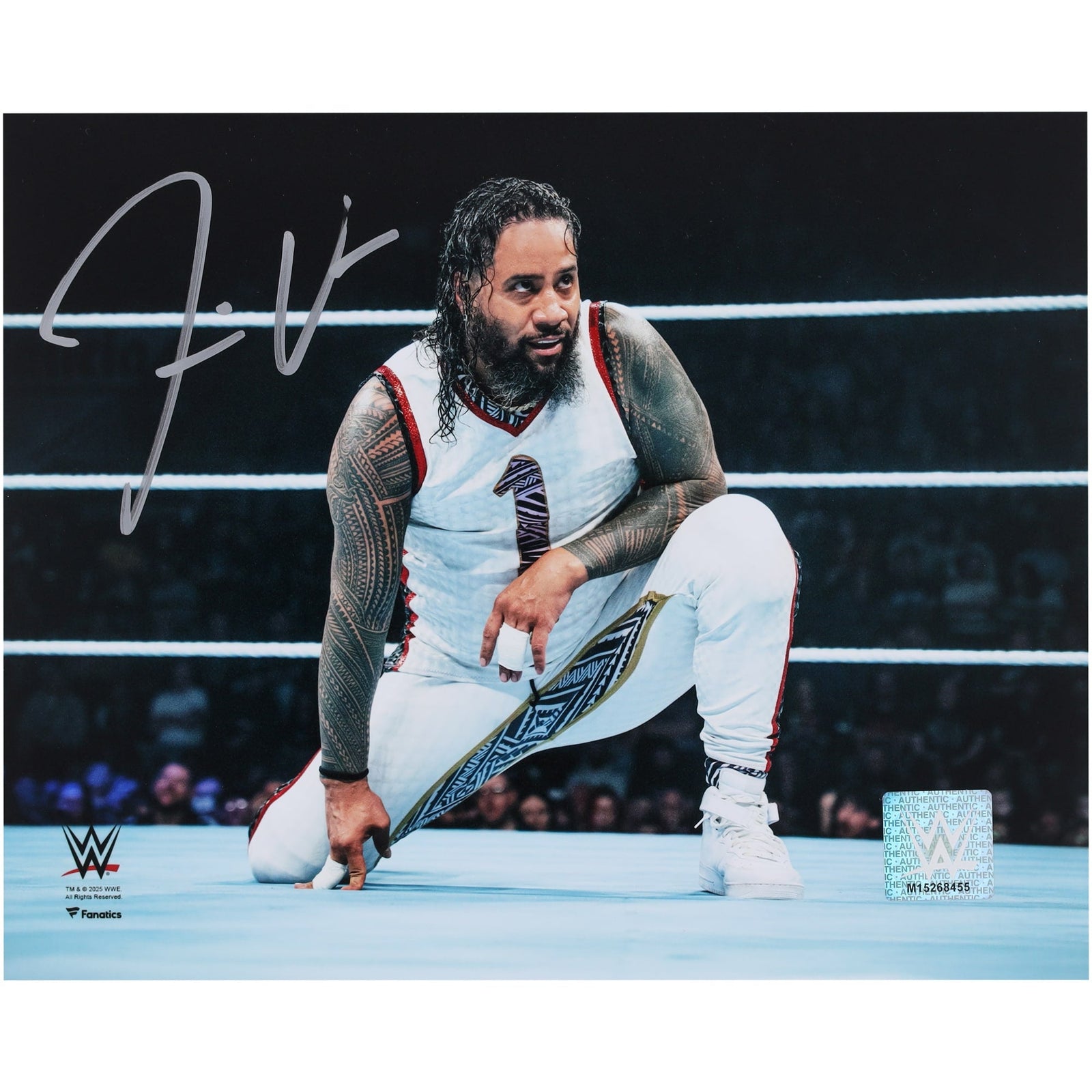 Jimmy Uso WWE Autographed Fanatics Authentic 8" x 10" In - Ring Kneeling Photograph - The Ballers Bank