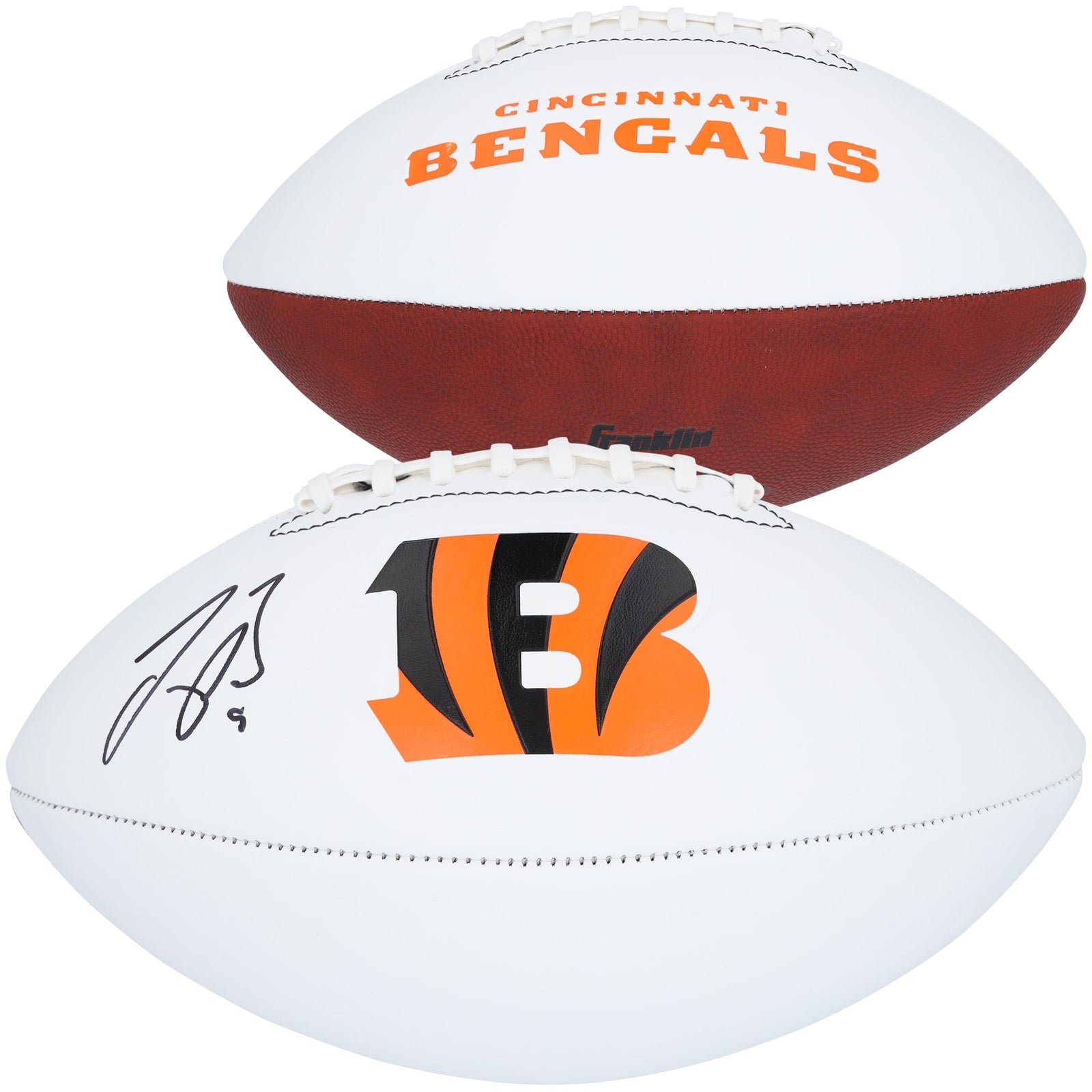 Joe Burrow Cincinnati Bengals Autographed Fanatics Authentic Franklin White Panel Football - The Ballers Bank