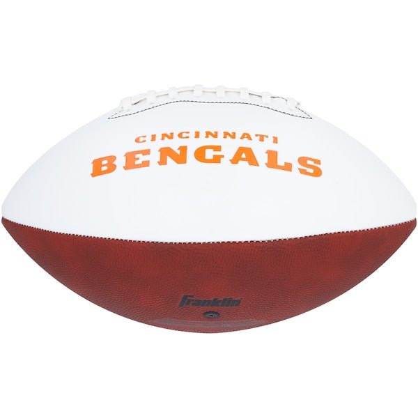 Joe Burrow Cincinnati Bengals Autographed Fanatics Authentic Franklin White Panel Football with "Who Dey" Inscription - The Ballers Bank