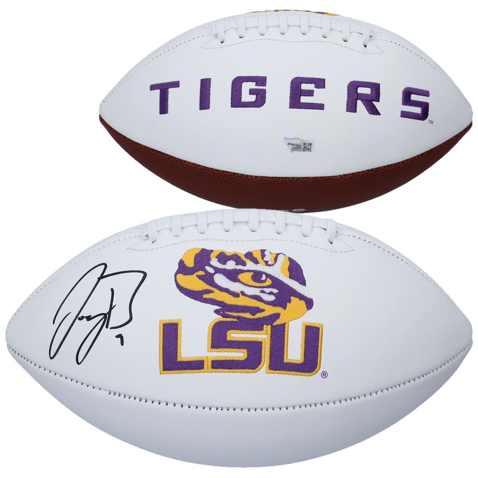 Joe Burrow LSU Tigers Fanatics Authentic Autographed White Panel Football - The Ballers Bank
