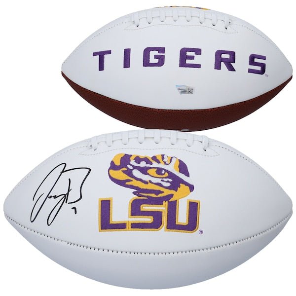 Joe Burrow LSU Tigers Fanatics Authentic Autographed White Panel Football - The Ballers Bank