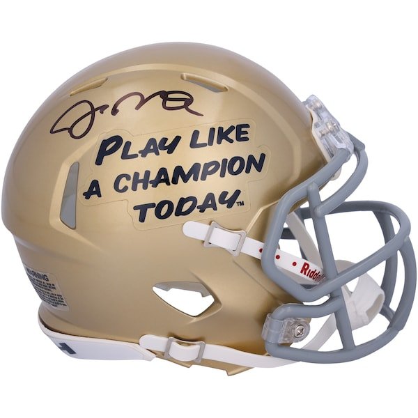 Joe Montana Notre Dame Fighting Irish Autographed Fanatics Authentic Play Like a Champion Riddell Speed Mini Helmet - The Ballers Bank