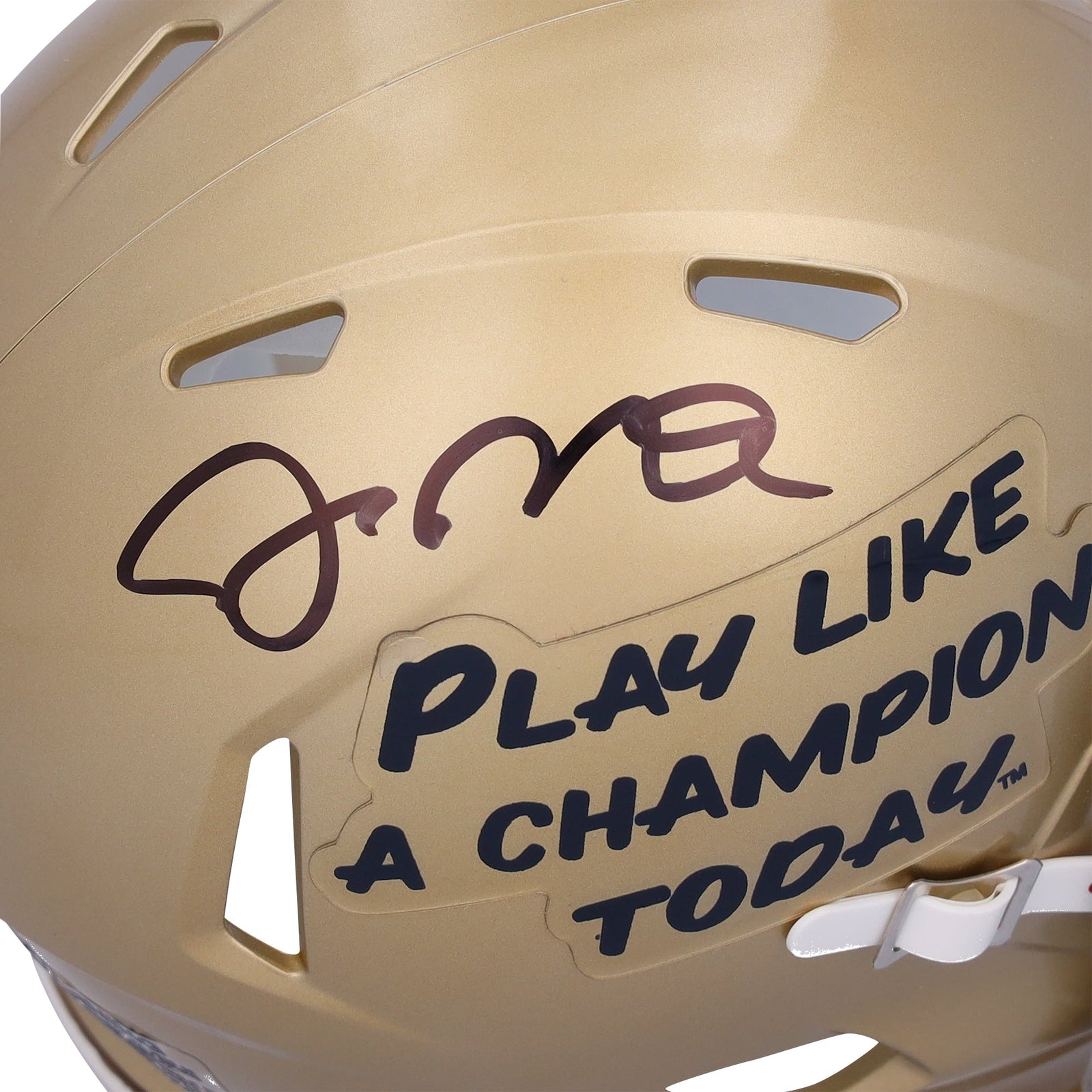 Joe Montana Notre Dame Fighting Irish Autographed Fanatics Authentic Play Like a Champion Riddell Speed Mini Helmet - The Ballers Bank