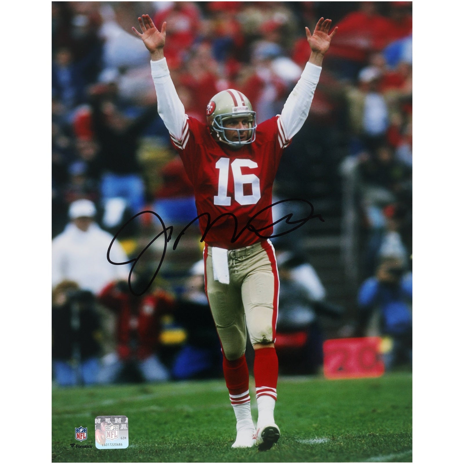 Joe Montana San Francisco 49ers Autographed Fanatics Authentic 11" x 14" Hands Up Photograph - The Ballers Bank