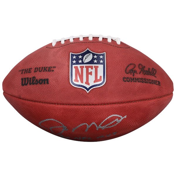 Joe Montana San Francisco 49ers Autographed Fanatics Authentic Wilson Duke Full Color Football with "2x NFL MVP" Inscription - The Ballers Bank