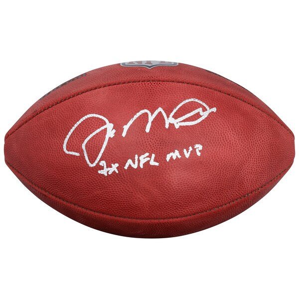 Joe Montana San Francisco 49ers Autographed Fanatics Authentic Wilson Duke Full Color Football with "2x NFL MVP" Inscription - The Ballers Bank