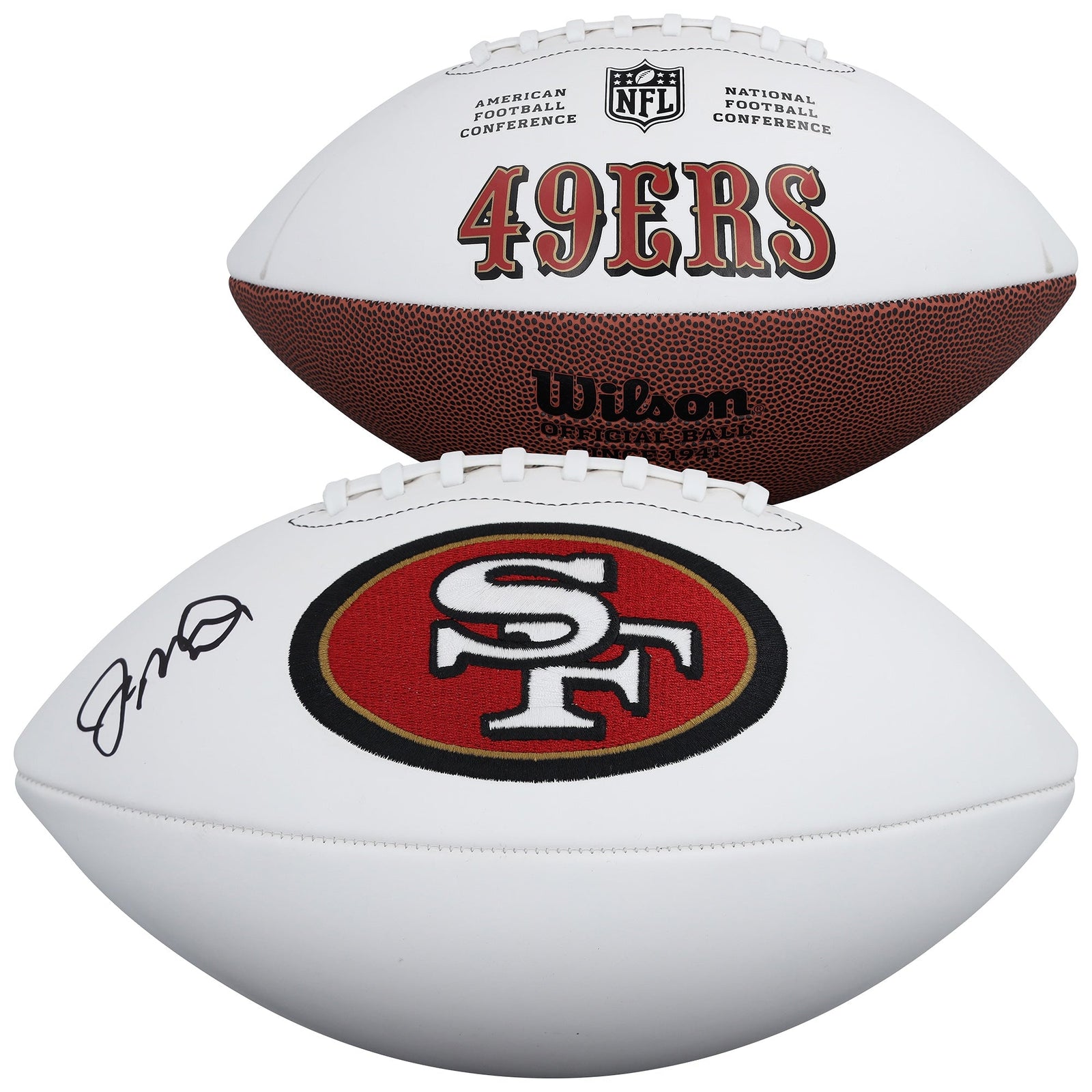 Joe Montana San Francisco 49ers Autographed Fanatics Authentic Wilson White Panel Football - The Ballers Bank