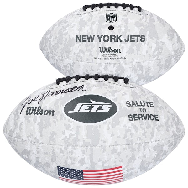 Joe Namath New York Jets Autographed Fanatics Authentic 2024 Salute To Service Wilson Football - The Ballers Bank
