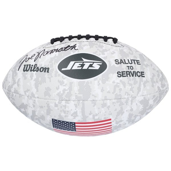 Joe Namath New York Jets Autographed Fanatics Authentic 2024 Salute To Service Wilson Football - The Ballers Bank