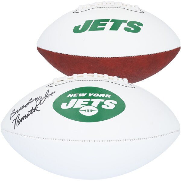 Joe Namath New York Jets Autographed Fanatics Authentic Franklin White Panel Football with "Broadway" Inscription - The Ballers Bank