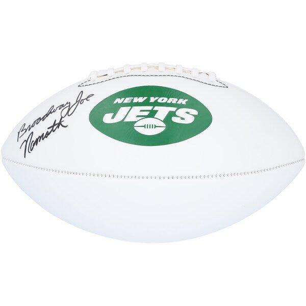 Joe Namath New York Jets Autographed Fanatics Authentic Franklin White Panel Football with "Broadway" Inscription - The Ballers Bank