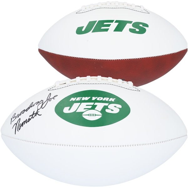 Joe Namath New York Jets Autographed Fanatics Authentic Franklin White Panel Football with "Broadway" Inscription - The Ballers Bank