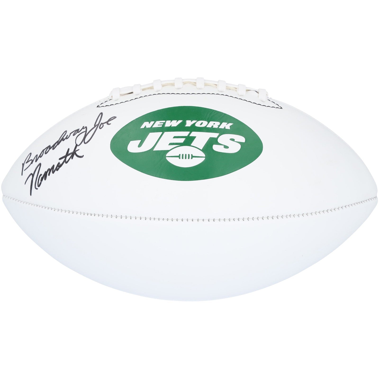 Joe Namath New York Jets Autographed Fanatics Authentic Franklin White Panel Football with "Broadway" Inscription - The Ballers Bank