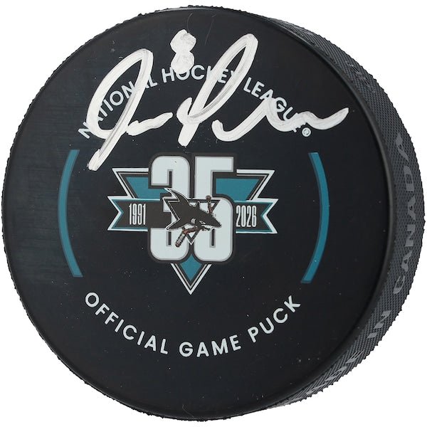 Joe Pavelski San Jose Sharks Autographed Fanatics Authentic 35th Anniversary Official Game Puck - The Ballers Bank