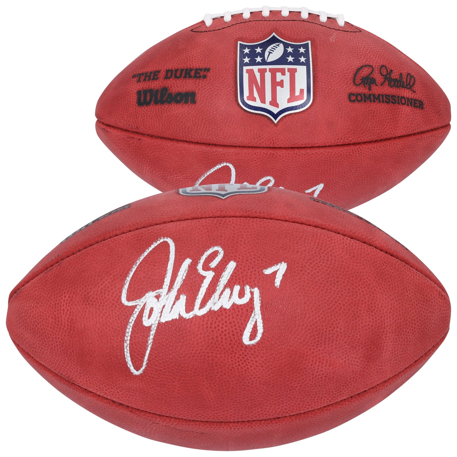 John Elway Denver Broncos Autographed Fanatics Authentic Wilson Duke Full Color Football - The Ballers Bank
