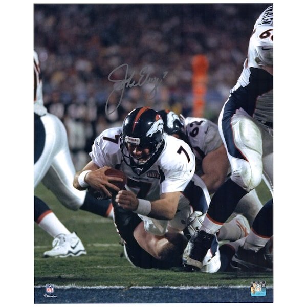 John Elway Denver Broncos Fanatics Authentic Autographed 16" x 20" Diving Photograph - The Ballers Bank