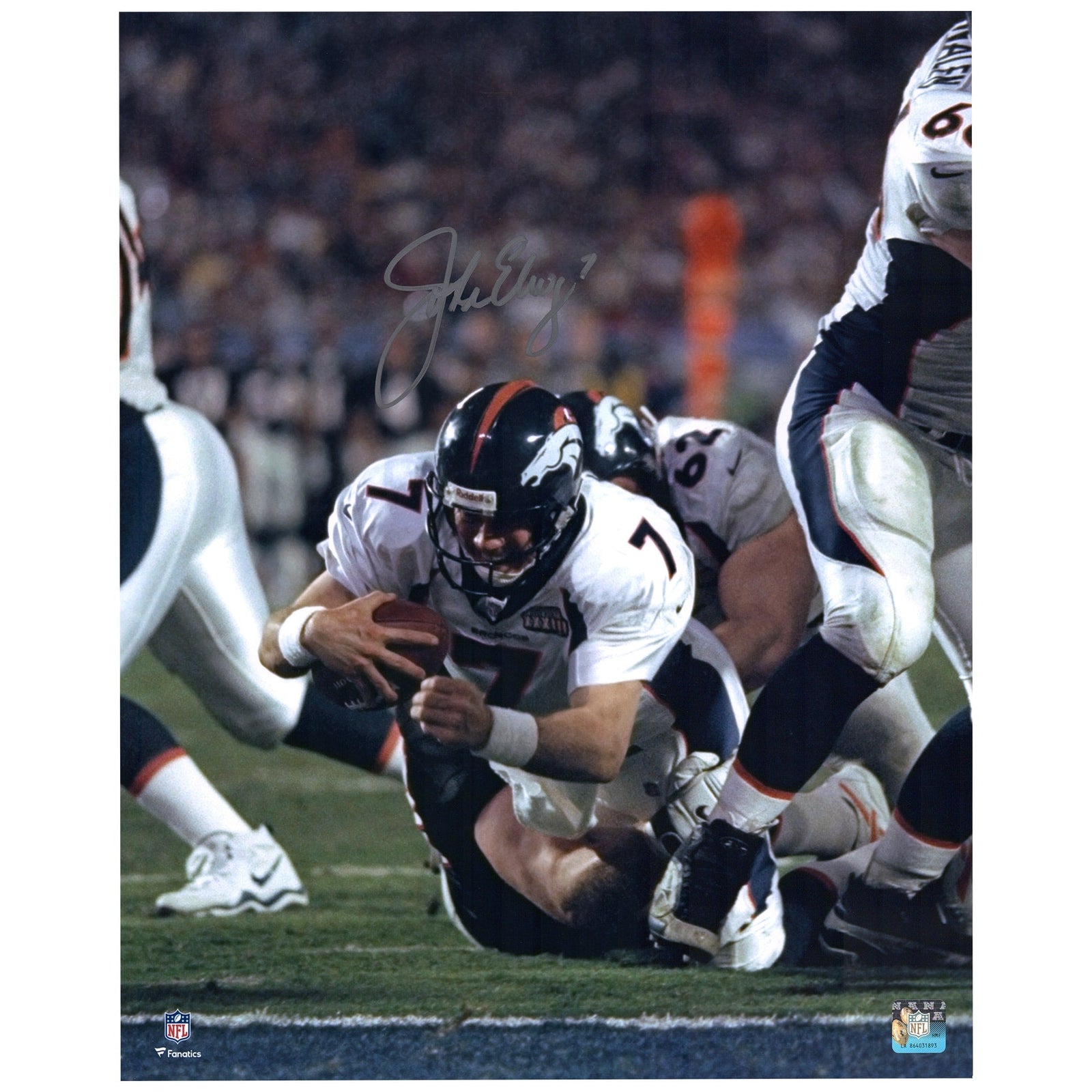 John Elway Denver Broncos Fanatics Authentic Autographed 16" x 20" Diving Photograph - The Ballers Bank