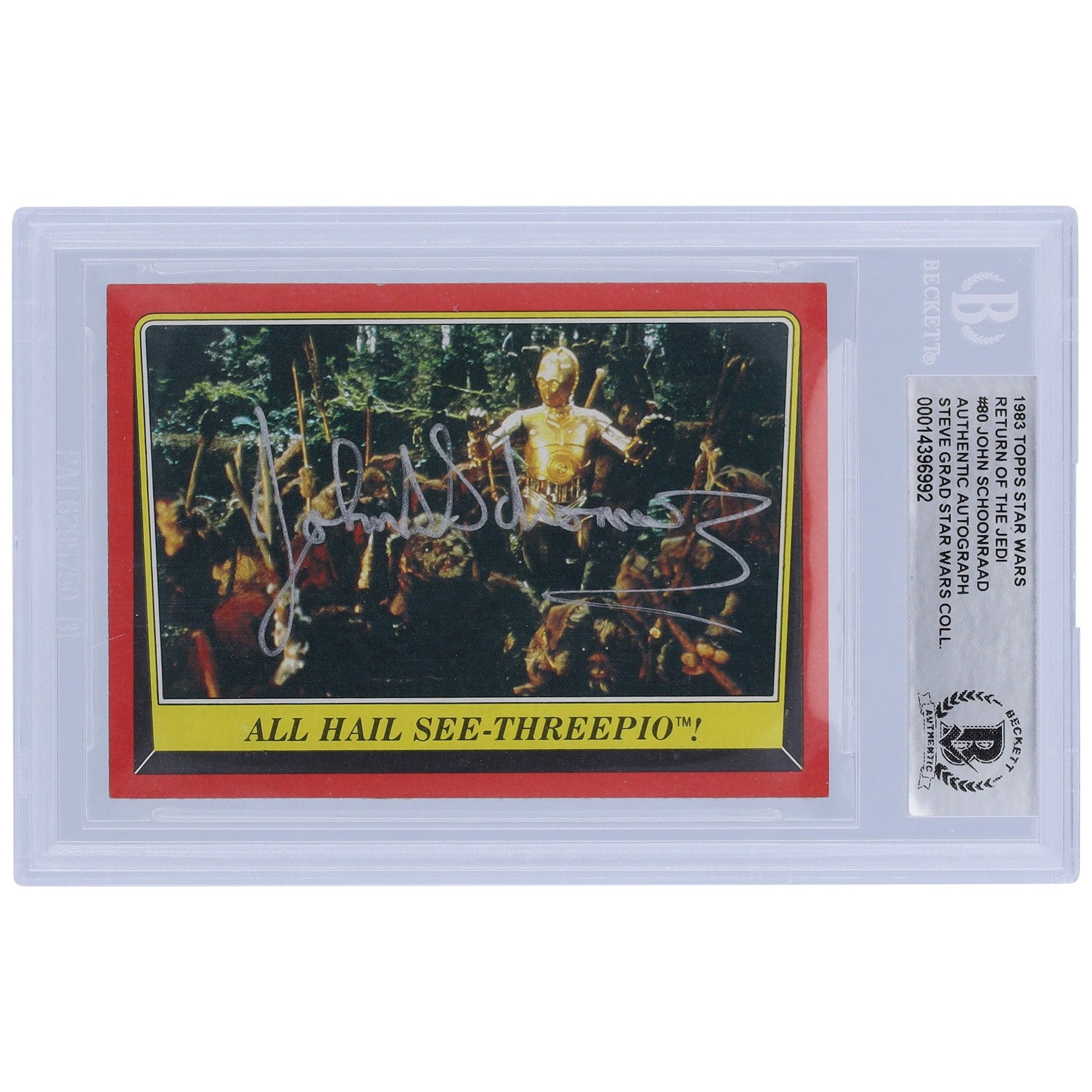 John Schoonraad Star Wars Autographed 1983 Topps Return of the Jedi 80 BGS Authenticated Card - The Ballers Bank