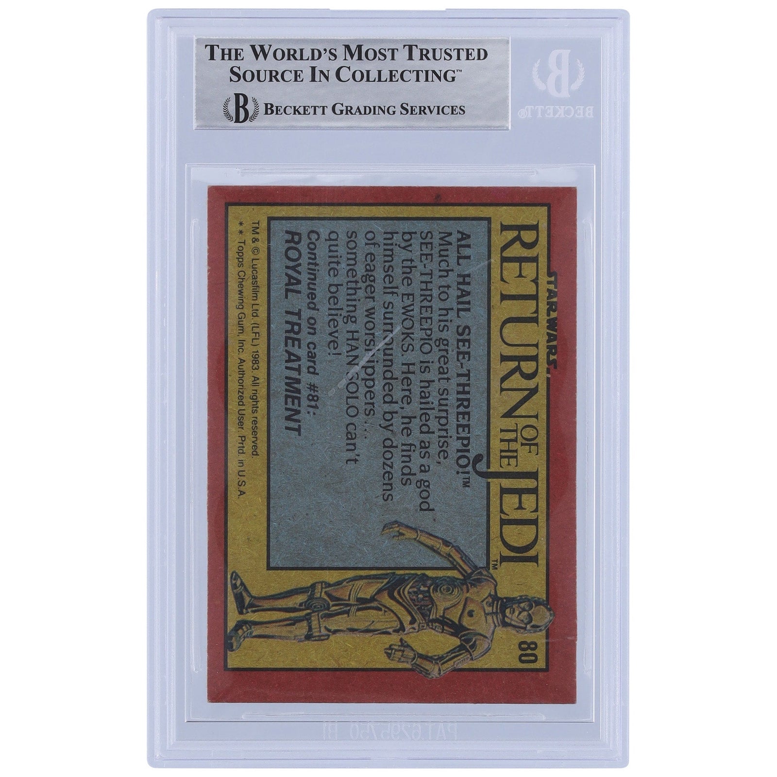 John Schoonraad Star Wars Autographed 1983 Topps Return of the Jedi 80 BGS Authenticated Card - The Ballers Bank