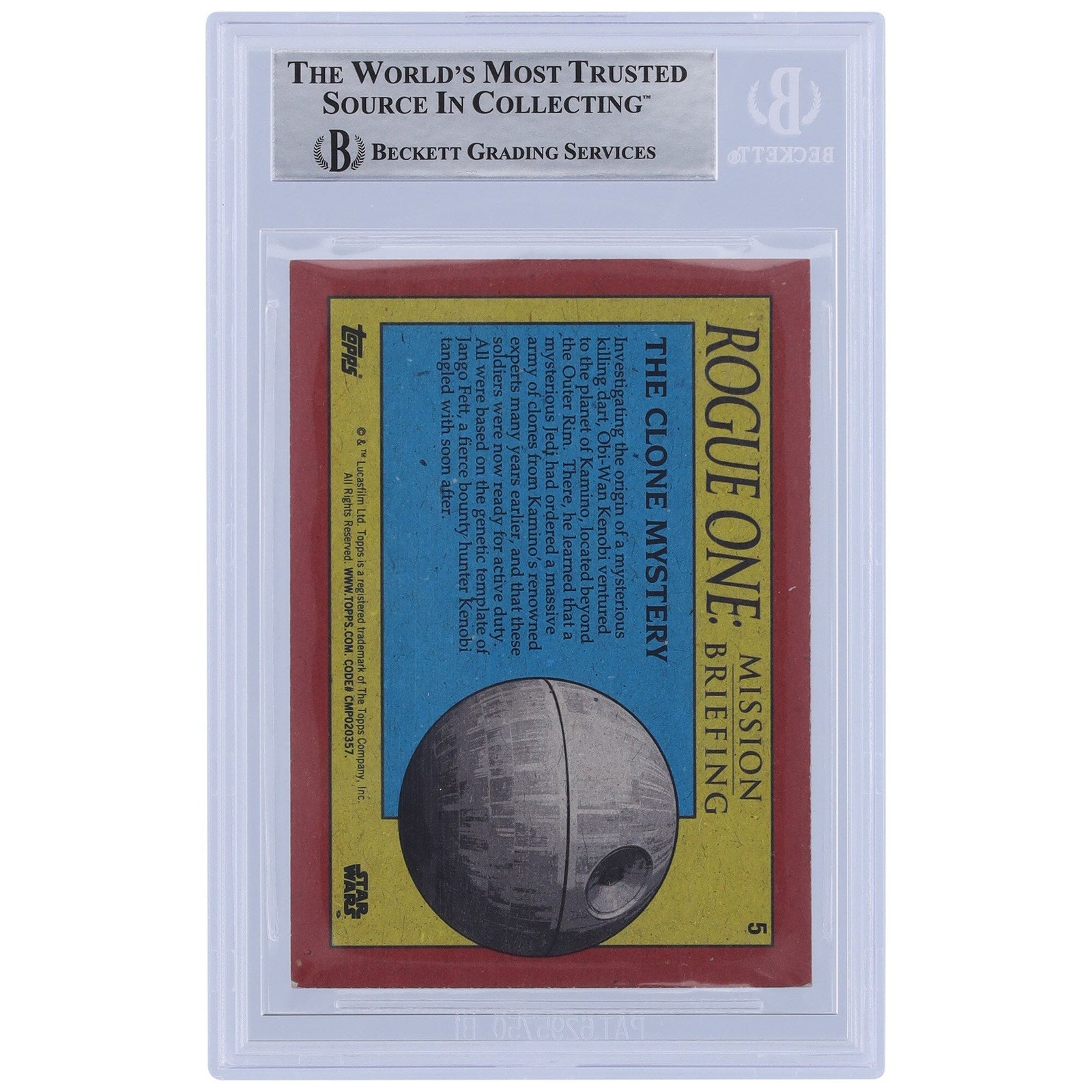 John Schoonraad Star Wars Autographed 2016 Topps Rogue One Mission Briefing 5 BGS Authenticated Card - The Ballers Bank