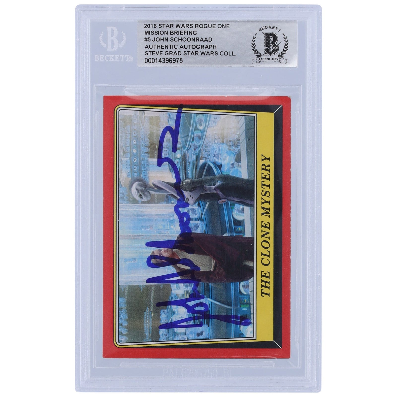 John Schoonraad Star Wars Autographed 2016 Topps Rogue One Mission Briefing 5 BGS Authenticated Card - The Ballers Bank