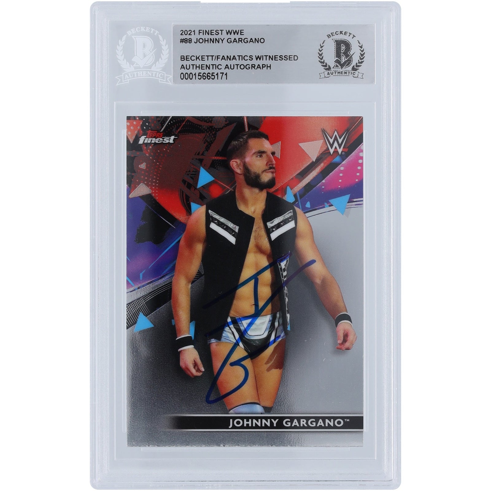 Johnny Gargano WWE Autographed 2021 Topps Finest 88 Beckett Fanatics Witnessed Authenticated Card - The Ballers Bank