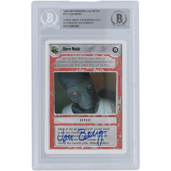 Jon Berg Star Wars Autographed 1995 CCG Premiere Unlimited 211 BGS Authenticated Card - The Ballers Bank