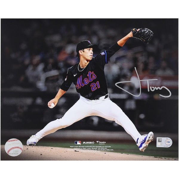 Jonah Tong New York Mets Autographed Fanatics Authentic 8" x 10" Pitching in Debut Spotlight Photograph - The Ballers Bank