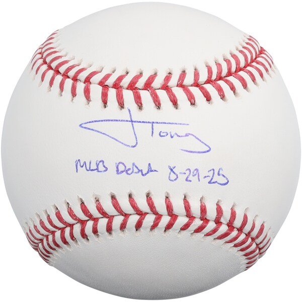 Jonah Tong New York Mets Autographed Fanatics Authentic Baseball with "MLB Debut 8 - 29 - 25" Inscription - The Ballers Bank