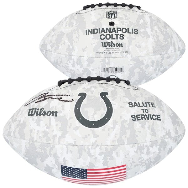 Jonathan Taylor Indianapolis Colts Autographed Fanatics Authentic Wilson 2024 Salute To Service Football - The Ballers Bank