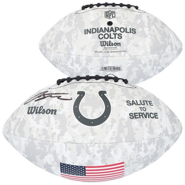 Jonathan Taylor Indianapolis Colts Autographed Fanatics Authentic Wilson 2024 Salute To Service Football - The Ballers Bank