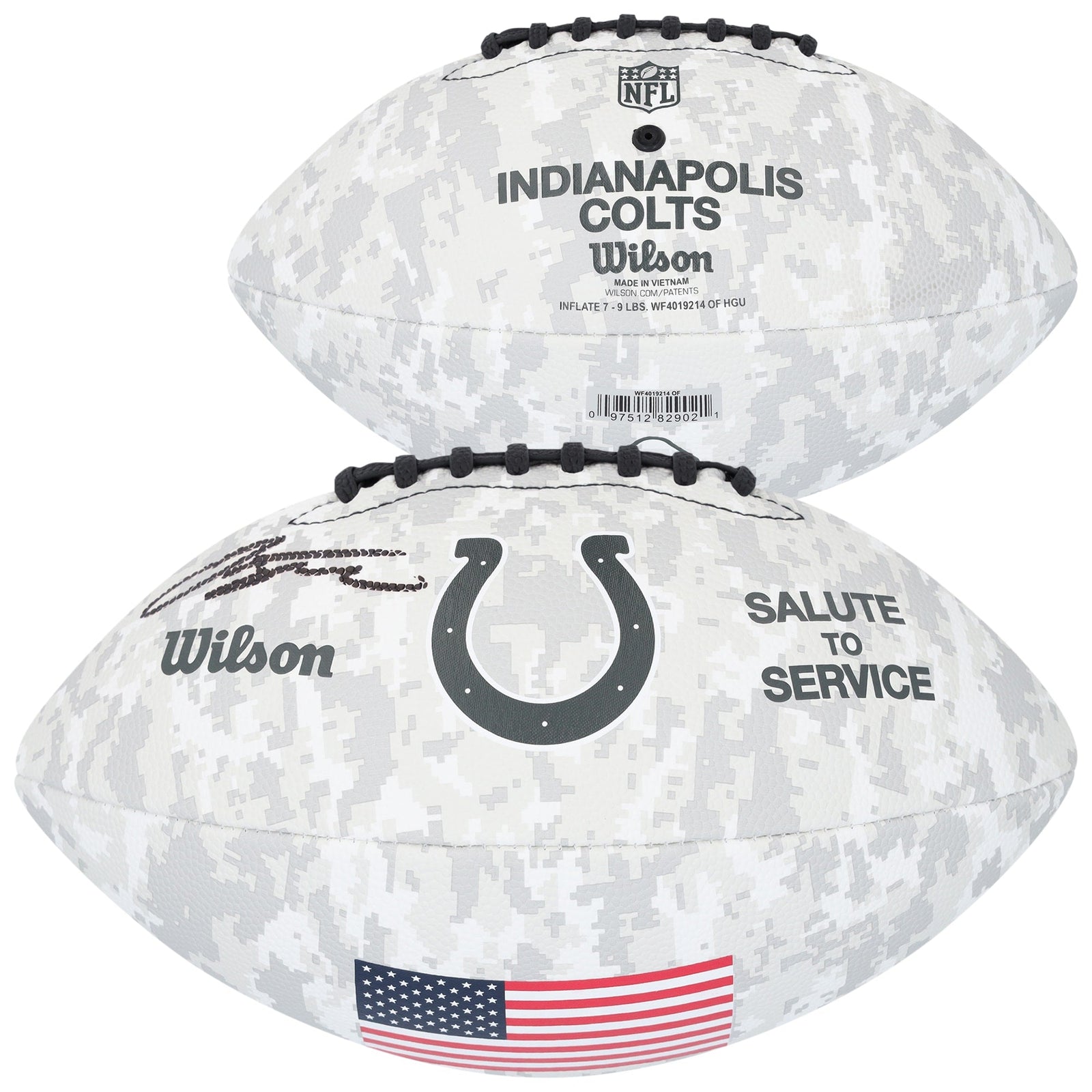 Jonathan Taylor Indianapolis Colts Autographed Fanatics Authentic Wilson 2024 Salute To Service Football - The Ballers Bank