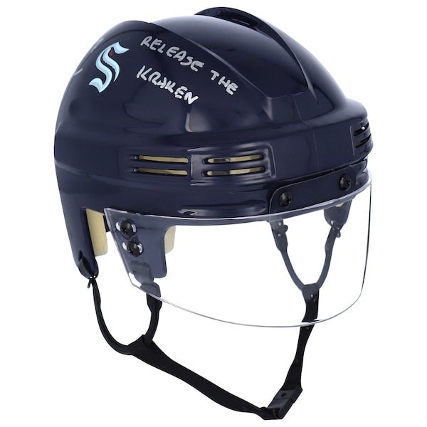 Jordan Eberle Seattle Kraken Fanatics Authentic Autographed Navy Mini Helmet with "Release The Kraken" Inscription - The Ballers Bank