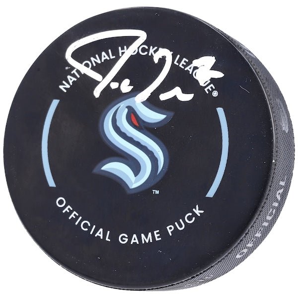 Jordan Eberle Seattle Kraken Fanatics Authentic Autographed Team Logo Official Game Puck - The Ballers Bank