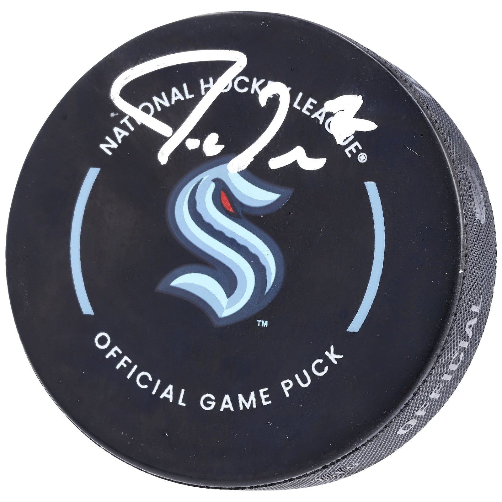 Jordan Eberle Seattle Kraken Fanatics Authentic Autographed Team Logo Official Game Puck - The Ballers Bank