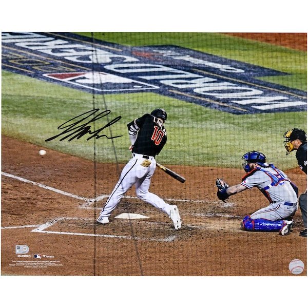 Jordan Lawlar Arizona Diamondbacks Autographed Fanatics Authentic 16" x 20" 2023 World Series Hitting Photograph - The Ballers Bank
