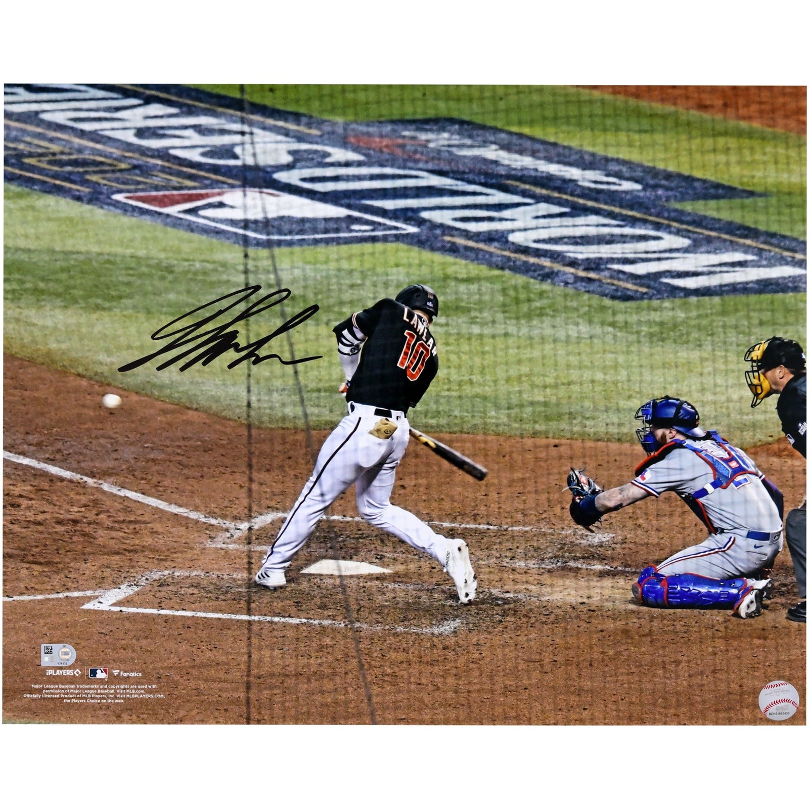 Jordan Lawlar Arizona Diamondbacks Autographed Fanatics Authentic 16" x 20" 2023 World Series Hitting Photograph - The Ballers Bank
