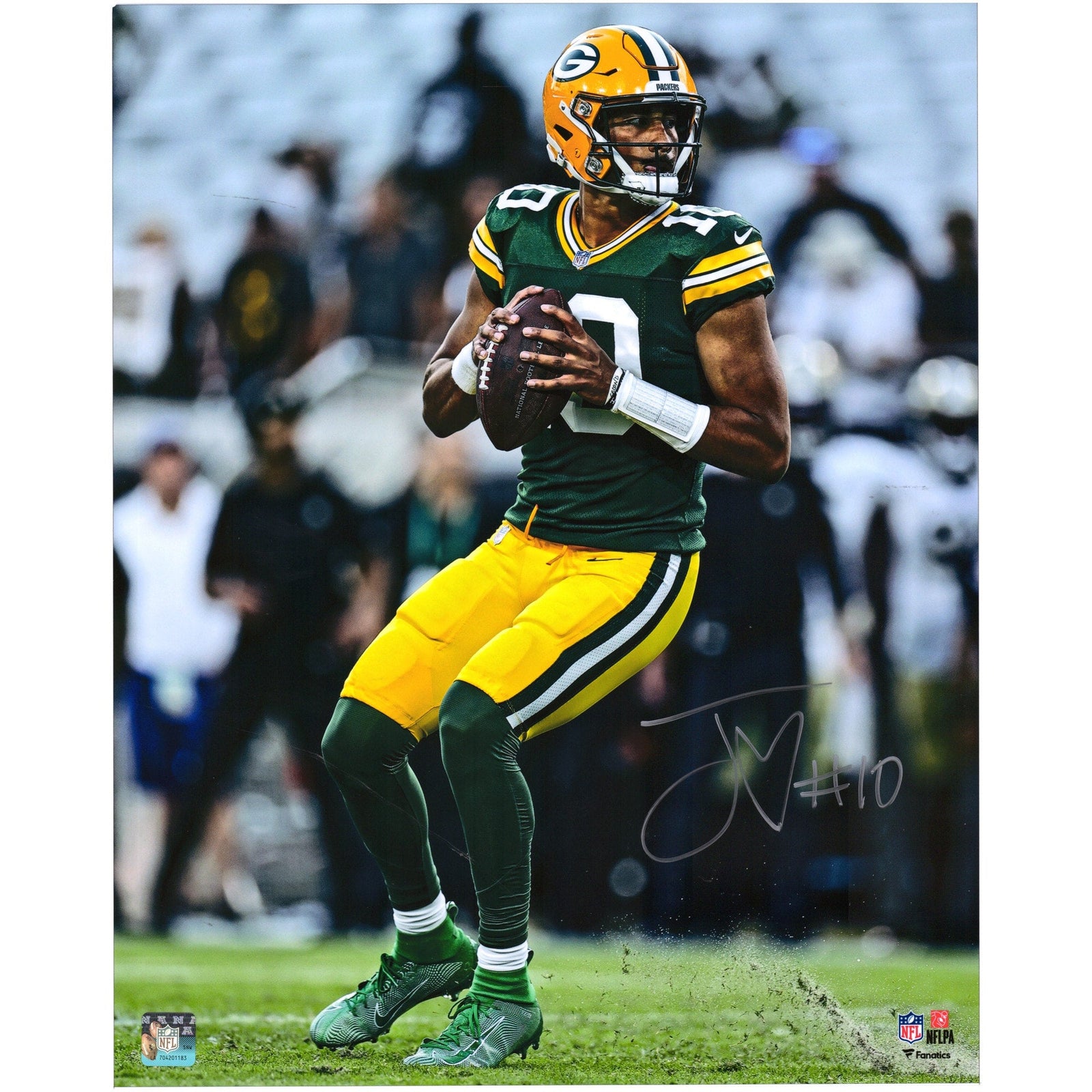 Jordan Love Green Bay Packers Fanatics Authentic Autographed 16'' x 20'' Vertical Dropback Photograph - The Ballers Bank