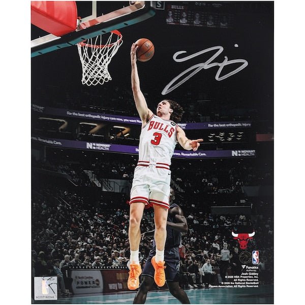 Josh Giddey Chicago Bulls Autographed Fanatics Authentic 8" x 10" Layup Spotlight Photograph - The Ballers Bank