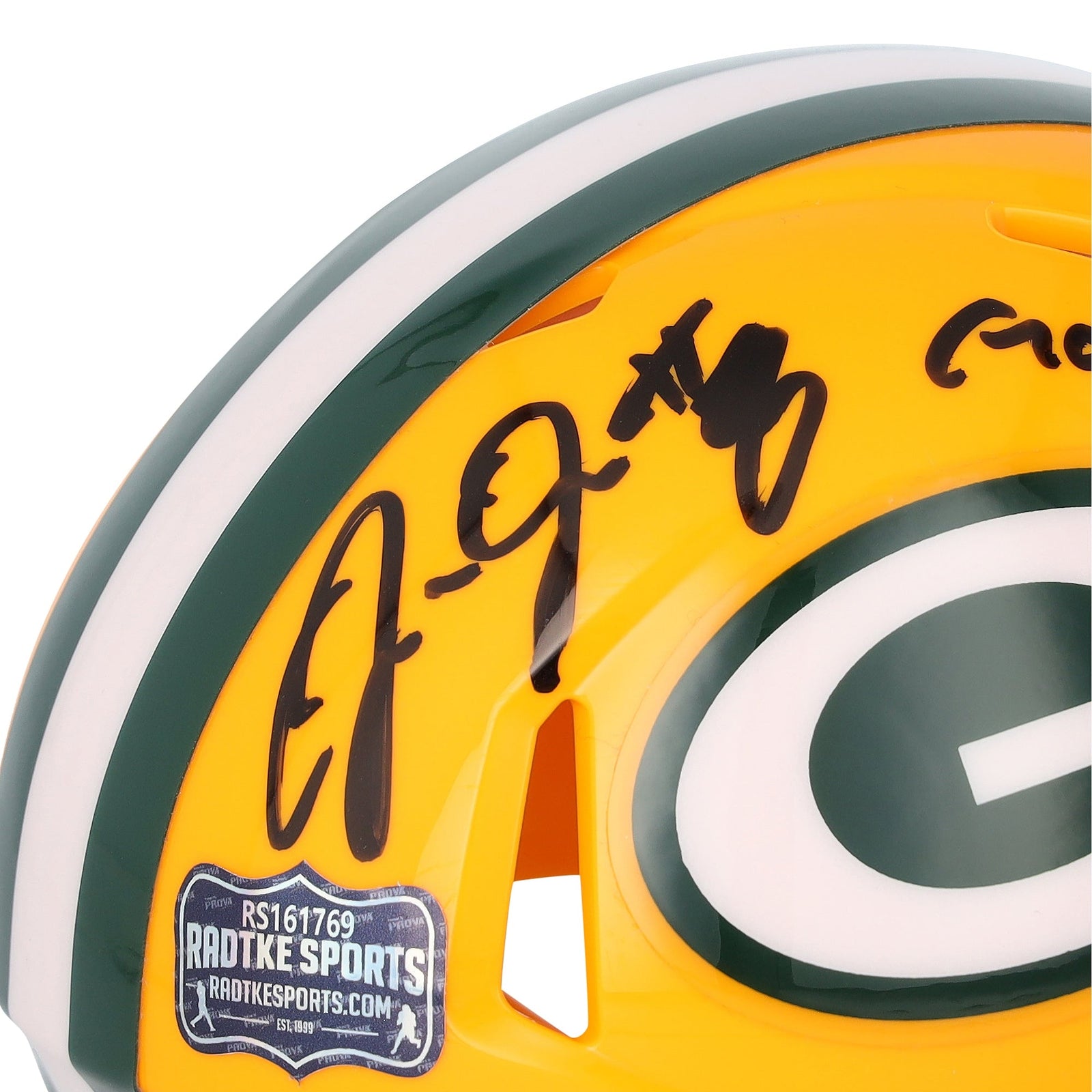 Josh Jacobs Green Bay Packers Autographed Fanatics Authentic Riddell Speed Mini Helmet with "Go Pack Go!" Inscription - The Ballers Bank