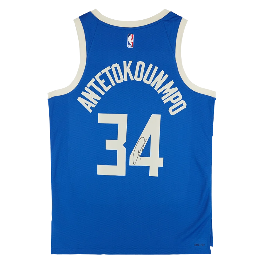 Giannis Antetokounmpo Signed Milwaukee Bucks Blue City Edition Jersey | 2024-25